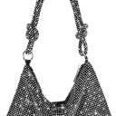 Rhinestone Purse Sparkly Evening bag Silver Clutch Purses for Women Evening, Cross Body Handbags for Party Prom Club Wedding (Black)