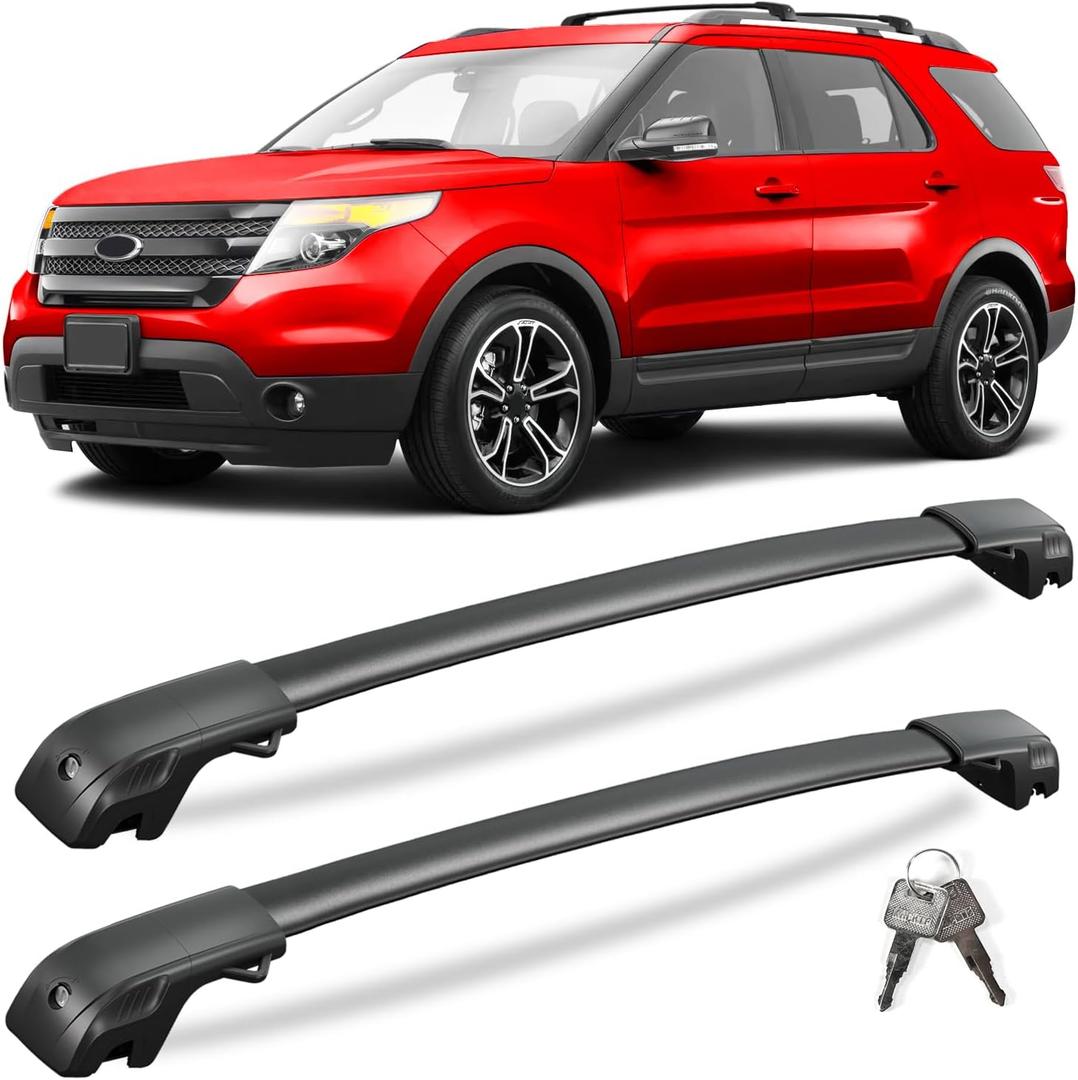 KINGGERI 300lbs Lockable Roof Rack Cross Bars Compatible with Ford Explorer 2011 2012 2013 2014 2015 with Raised Side Rails, Heavy Duty Aluminum Roof Rails Crossbars Luggage Accessories