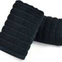 Jacquotha 2-Pack Bathroom Hand Towels (Black) Ribbed  Guest Room & Spa Cotton Face Towels 13 x 29, Soft and Quick Drying 480 GSM
