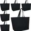 Sweetude 6 Extra Large Canvas Tote Bags Black XL Heavy Duty Grocery Beach Totes 28 x 8 x 16 Inch Reusable Oversized Big Shopping Bags with Handles