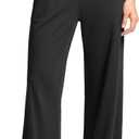 SANTINY Women's Soft Sweatpants Lightweight Yoga Lounge Casual Pants Stretch Open Bottom Sweat Pants for Women with Pockets (X-Large, Black)