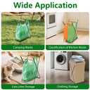 Foldable Trash Bag Holder for Camping, Heavy Duty 15 Gallon Outdoor Garbage Can Stand , No Assembly Iron Construction, Holds 4 Plastic Grocery Bags, Portable Wood Handle for Picnic, Beach, Party,BBQ