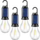 4 Packs LED Camping Lantern Rechargeable, Portable Outdoor Waterproof Emergency Lanterns with 3 Modes, Hanging Tent Light Bulbs with Clip Hook for Camping, Hiking, Party, Hurricane, Outages