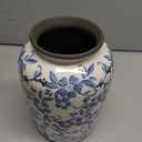 Denique Vintage Blue and White Porcelain Vase Ceramic Vase for Home Decor, Retro Crack Blue Flower Vase Pottery Vase Chinoiserie Decor (5.9x7.8inch)