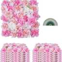VEVOR 3D Flower Wall Panel, Artificial Floral Wall Background Mesh Backing Mat,Seamless Design&Easy Installation for Wedding Valentines Day Home Baby Party Backdrop Decor,Pink (15*15IN 12P)