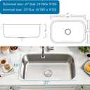 27 Inch Undermount Kitchen Sink Stainless Steel Single Prep Sink, 27"D × 18"W × 9"H
