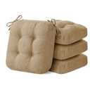 IASEAHK Chair Cushions for Dining Chairs, Dining Chair Cushions, Tufted Indoor Chair Pads with Ties & Non Slip Backing, Seat Cushions for Kitchen Chairs 16.5” x 16.5” x 3.5”, Set of 4, Khaki