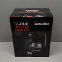 Mueller 12-Cup Drip Coffee Maker - Borosilicate Carafe, Auto-Off, Reusable Filter, Anti-Drip, Keep-Warm Function, Clear Water Level Window Coffee Machine, Kitchen Essentials & Accessories (Black)