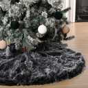 48 Inch Thick Faux Fur Christmas Tree Skirt, Plush Luxury Soft Tree Skirt for Home Xmas Party Holiday Indoor Decor(48-inch,2.6 Lb/ 1200 g, Black and White)