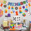 Family Game Night Party Decorations Game on Birthday Party Decor Supplies Includes Happy Birthday Banner Hanging Swirls Honeycomb Centerpiece for Kids Adult Video Chess Card Game Party Supplies Decor