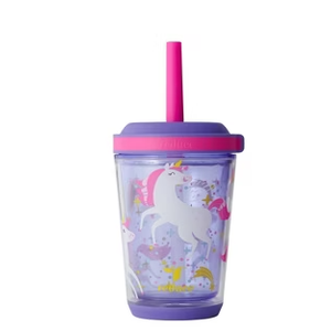 Reduce 12oz Cartwheel Construction Junction Straw Cup Gray: Kids Spillproof Insulated Drinkware, Dishwasher-Safe