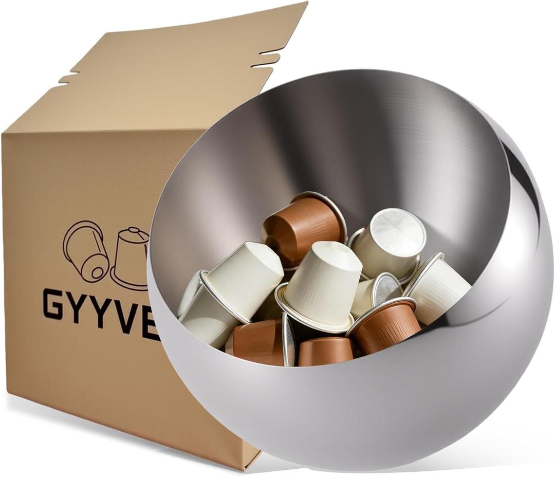 Large Capacity Coffee Pod Holder  Stainless Steel Pod Organizer and Holder | Stylish Coffee Bar Accessories & Countertop Storage (Silver, M)