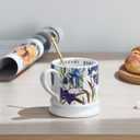 Ceramic Vintage Flower Coffee Mug, 13 oz Cappuccino Mugs Classical Floral Cups Aesthetic Mug Tea Cup, Perfect for Tea, Cocoa, Latte - Gifts for Women Men Dad Mom (White)