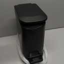 TIPGO Slim Bathroom Trash Can with Lid Soft Close, Step Pedal, 6 Liter / 1.6 Gallon Stainless Steel Trash Bin, Small Garbage Cans for Bedroom, Office, Kitchen (Matte Black)