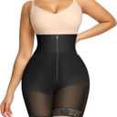 SHAPELLX High Waisted Body Shaper Shorts Shapewear for Women Tummy Control Thigh Slimming Slip Shorts Butt Lifting Shapewear (6X-Large, B1-black-zipper Closure)