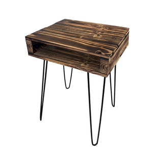 Pallet Night Stand - Pine Wood Night Stand, Reclaimed Wood Side Table | Rustic Farmhouse Style Nightstand, Industrial Night Stand, Solid Nightstand, Reclaimed Pallet End Table with Charred Finish