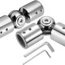 uxcell 2pcs Corner Curtain Rod Connector, Hinged Elbow Connector Curtain Rod Corner Connector with Hex Wrench for 1 Inch OD Bay Window Curtain Rods, Silver