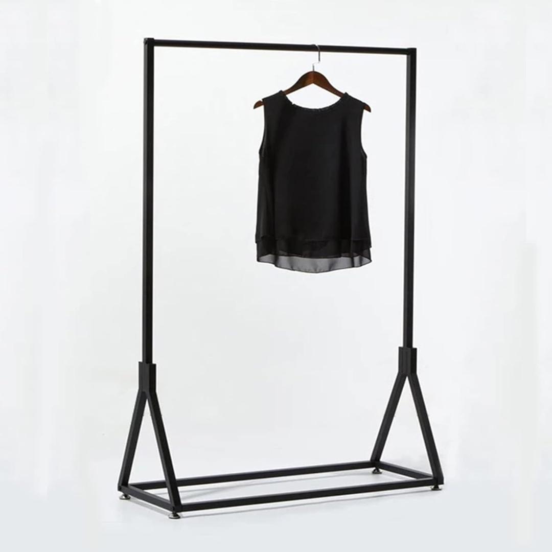 Modern Simple Heavy Duty Metal Rolling Clothing Garment Rack with Wheel,Creative Commercial Wedding Dress Display Shelf,Single Rod Floor-Standing Clothes Hangers (Black without Wood, 47.2" L)