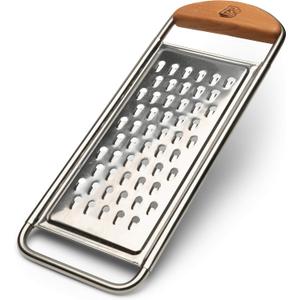 Kings County Tools Stainless Steel Coarse Flat Kitchen Grater | Cherrywood Handle | 12" Long x 4.75 Wide | Made in Italy