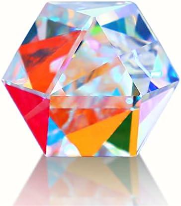 Color Crystal Faceted Optical Prism Beam Splitter Light Refracting Photography Science Glass Prisms, 20mm Polyhedron Prism