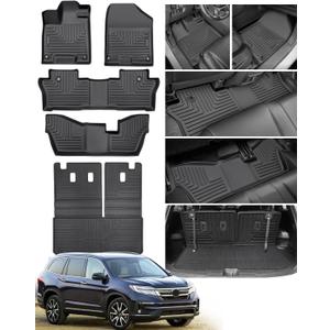for Honda Pilot Floor Mats 2022 2021 2020 2019 2018 2017 2016,for Honda Pilot All Weather Floor Mats Trunk Cargo Liner 8 Passenger (No Elite Models),for Honda Pilot Accessories 2016-2022