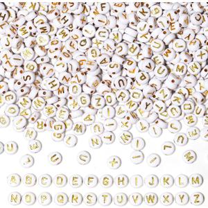 DUQGUHO 3500 Pcs Letter Beads Acrylic Alphabet Beads A-Z White Round 26 Letter Beads for Jewelry Making Bracelets DIY Earring Accessories Crafts Gifts