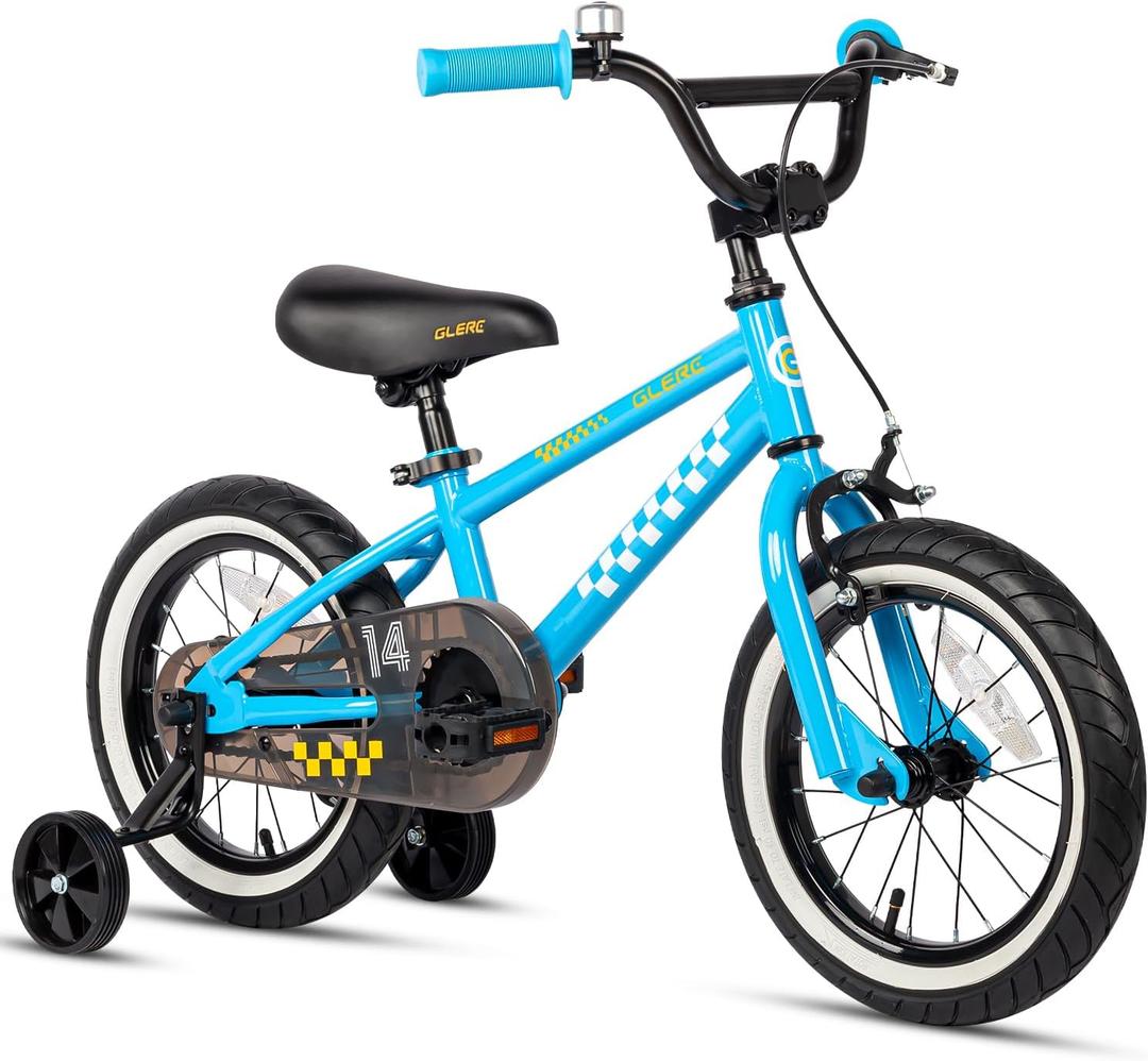 Glerc NuNu Kids Bike, 16 Inch Boys Bike for 4-7 Years Old Children, BMX Style Kids Bicycle with Training Wheels & Coaster Brake, Blue