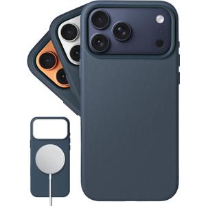 LONLI Classic 2.0 | Gold-Rated European Vele Leather Magnetic Case for iPhone 17 Pro  Upgraded Camera Control & AI Button  MagSafe Compatible  Classic Minimal Luxury  Azzurro Blue