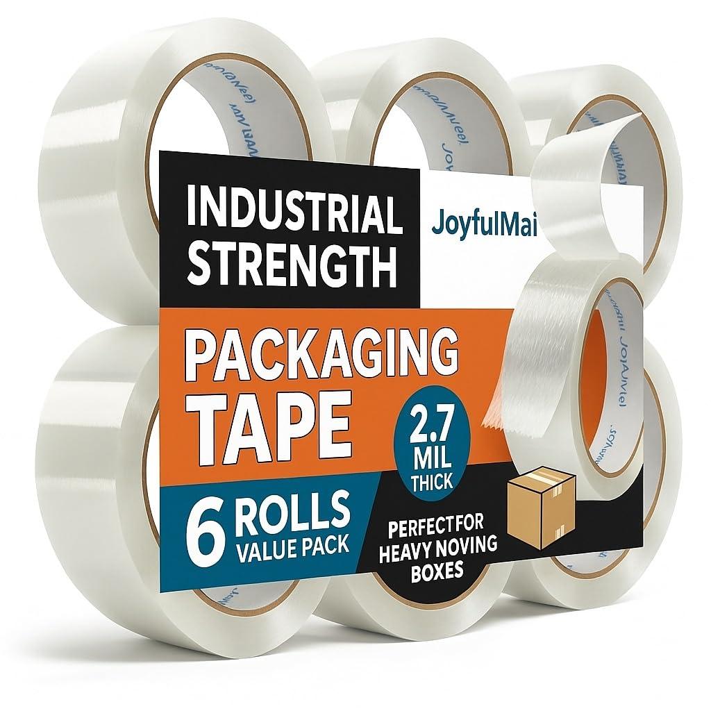 Clear Packing Tape, 6 Rolls 1.88inches Wide, 65 Yards Per Roll, 390 Total Yards Tape for Shipping Packaging Moving Sealing, Thicker Clear Packing Tape, (2.7Mil x 1.88" x 65Yds)
