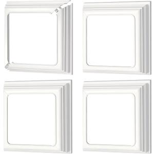 4 Packs 4 Inch Vinyl Post Skirt/England Style Fence Post Cups White PVC Post Column Wraps Porch Two Piece England Base Trim Ring Railing for Wood Vinyl Post, Stair Rails, Fence Deck Stairs Rails (4)