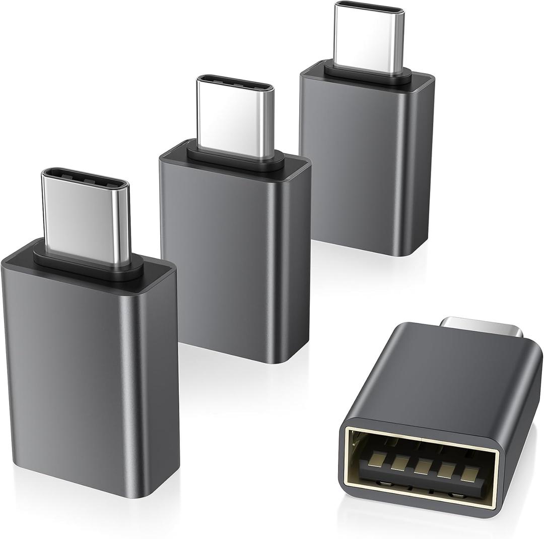 Elebase USB C to USB Adapter 4Pack,USBC Male to USB 3.0 Female MacBook Pro Air Adapter,Type C Thunderbolt 3 OTG Converter for Flash Thumb Drive,iPad 11 Air 7,Mac,Apple iPhone 16 16e 15,Samsung S25 S24