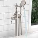 Hoimpro Free Standing Tub Faucet Freestanding Tub Filler Stand Alone Bath Tub Set Floor Mounted Bathtub Faucet Shower Faucets Handheld Sprayer Brass Brushed Nickel