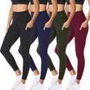 4 Pack Capri Leggings for Women-High Waisted Stretchy Soft Yoga Lounge Pants, Large-XLarge