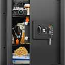 17.7" Tall Wall Safes Between the Studs 16" Centers, Hidden Wall Safe with 2 Removable Shelf & Hidden Tray, In Wall Mount Safe for Money, Jewelry, Passport, Valuables