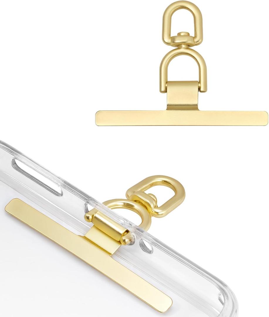 Dadanism Phone Tether Tab, 360 Rotatable Cell Phone Lanyard Patch Ultra-Thin Stainless Steel Universal Lanyard Pad for Phone Lanyard, Compatible with iPhone 16 & Most Smartphones, Gold