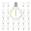 G40 LED Replacement Edison Bulb, Pack of 25 Pieces, Screw Base and Shatterproof Globe Bulb, for E12 Candelabra and C7 LED String Lights.