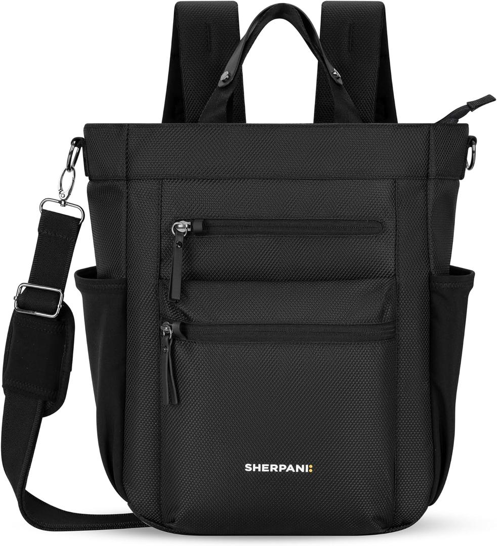 Sherpani Soleil, Anti Theft Convertible Backpack, 3 in 1 Tote, Crossbody Purse, 18L Travel Bag, Fits 13 Laptop (Carbon), One Size