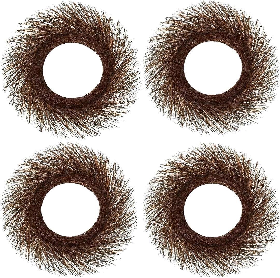 22 Inch Sunburst Twig Grape Vine Wreath Base - 4 Pack Large Natural Plain Rattan Grapevine Wreaths Form for Crafts - Rustic Brown Branch for Front Door Boho Decorating