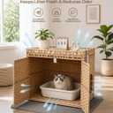 Large Cat Litter Box Enclosure Furniture, Hidden Handwoven Rattan
PE Rattan, Kitty Cabinet Included Enlarged Litter Mat, Soft Pad, S-Hook, Scoop, Spacious Interior, Metal Frame, Easy-Clean