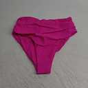 ZAFUL Women High Waisted Bikini Bottoms Ruched Swimsuit Bottom Tummy Control Bathing Suit Bottoms (Large, 1-magenta)