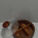 Wooden Snack Box with Glass Lid, 4-Compartment Serving Tray for Nuts, Candy, Dried Fruits, Multipurpose Storage Container for Home & Parties