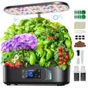Ahopegarden Hydroponics Growing System Kit Indoor Herb Garden with Grow Light 12 Pods, with LCD Touch Panel Hydroponic Planter, Planting Height Up to 17", Grower Harvest Fresh Veggie Lettuce, Black