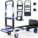 Yacona 3-in-1 Folding Hand Trucks, 500lbs Convertible Dolly, Dolly Cart with Wheels Heavy Duty, Moving Cart with Retractable Handle, Collapsible Trolley for Moving Office/Home/Warehouse/Boxes/Cartons (Blue)