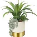 Large Artificial Succulents Plants Faux Succulents 12" Fake Succulent Plants in Gold Ceramic Pot Succulent Plant for Desk Modern Home Living Room Office Table Bathroom Decor