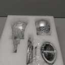 Creative Scents Crackled Glass Silver Bathroom Accessory Set - 4 Piece Bathroom Sets Accessories Included: Soap Dispenser, Toothbrush Holder, Tumbler and Soap Dish