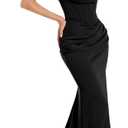 Women Formal Dress for Wedding Guest Elegant Evening Prom Gown Maxi Corest Gala Bodycon Party Dress, Sweetheart Neck Strapless Built-in Bra Lace-up Back Floor Length, Small