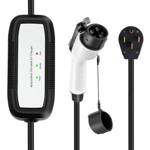 Level 2 EV Charger (Max 32 Amp/7.68KW) Portable EVSE for SAE J1772 Charger EVs, NEMA14-50P and 21Ft Cable,Plug-in Home EV Charging Station