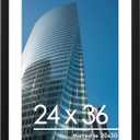 PEALSN 24x36 Poster Frame, Display Pictures 20 x 30 with Mat or 24 x 36 Without Mat, Poster Frames 24 x 36 inches for Wall Mounting Display, Black.
