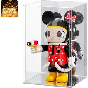 LASOA Acrylic Display Case for Collectibles  Clear Display Box with Mirrored Back and Base, Self-Assembly Showcase for Figurines, Models, and Memorabilia, 10x10x14inch