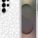 MOSNOVO Case for Samsung Galaxy S25 Ultra, [Buffertech 6.6ft Military-Grade Drop Protection] [Anti Peel Off Tech] Clear TPU Bumper Phone Case Cover Design - White Leopard Print